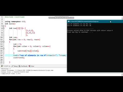 Adding all elements in a Multidimension array c++ - YouTube
