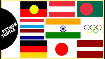 Python Turtle- Draw Different Countries Flag In Python Turtle Graphics | Olympic Ring By #BKTutorial