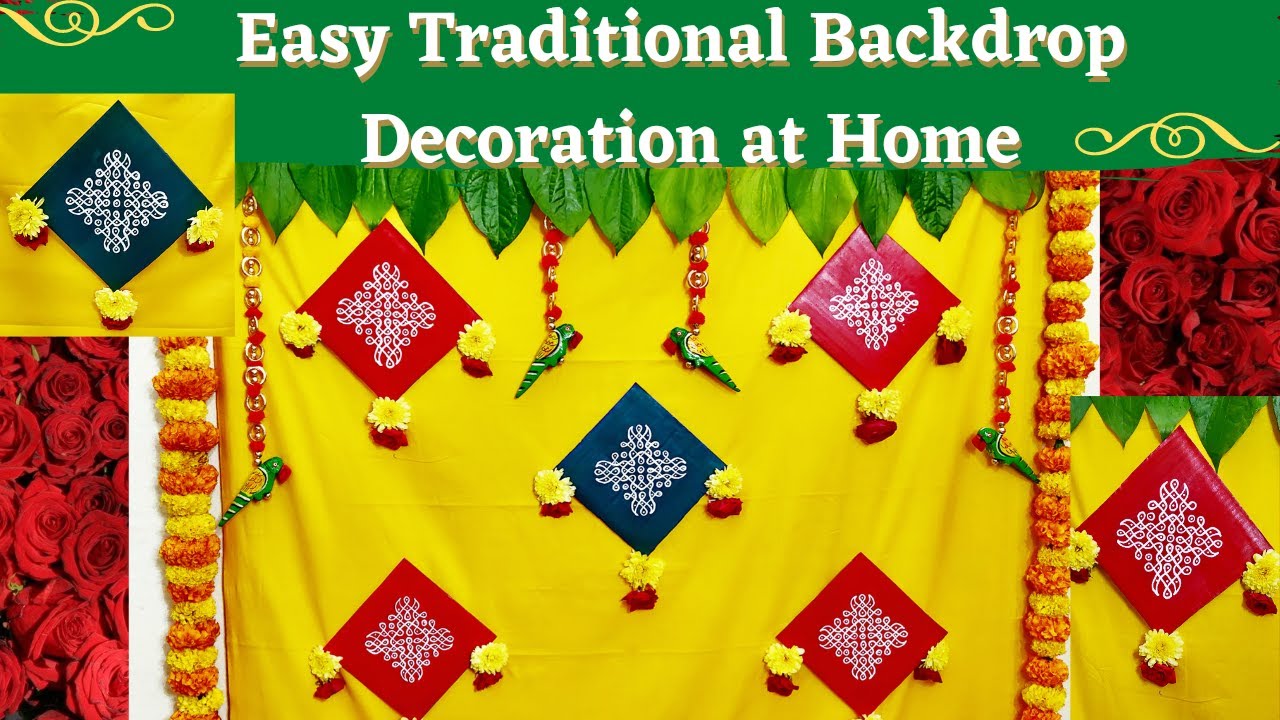 How to make easy traditional backdrop decor | Pooja Decoration Ideas at home | Budget friendly decor