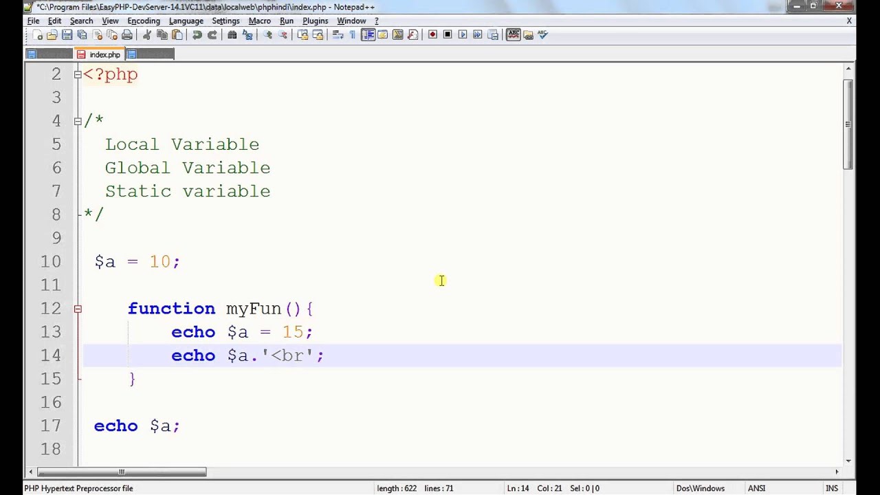 PHP tutorials in Hindi #5 Local Variable in PHP - YouTube