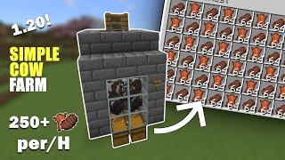 Minecraft BEST & SIMPLE Cow Farm for 1.20! | (Tutorial for Bedrock/Pocket/Java/PS)