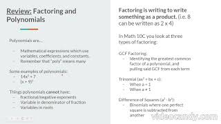 Full Polynomials - Math 10C Review News