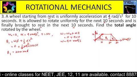 A wheel starting from rest is uniformly acceleration at 4 rad/ s2  for 10 seconds. It is allowed to