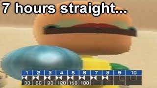 losing my mind playing wii sports bowling until i get a perfect game