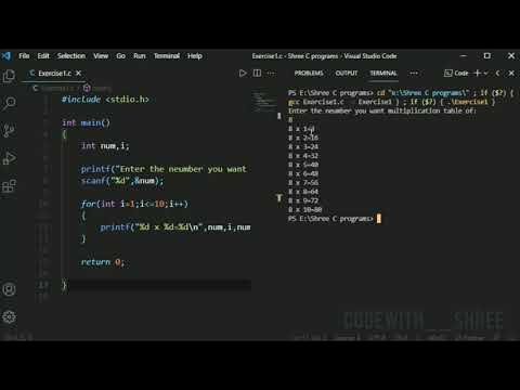 Simple C program to print multiplication table of any number | All ...