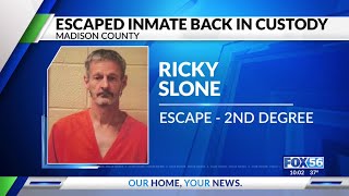Escaped Madison County inmate back in custody