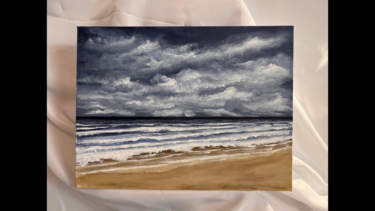 Learn How to Paint "Stormy Weather" Acrylic Ocean Scape Creating a