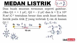 Resultan Medan Listrik 2 muatan segaris | Fisika SMA Kelas 12 Listrik Statis