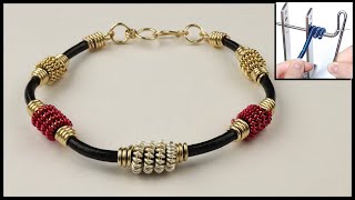 Coiled Bead Leather Bracelet // Artistic Wire Coiling Gizmo Tutorial