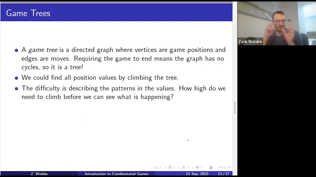 September 21: An Introduction to Combinatorial Games by Zack Wolske
