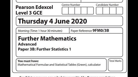 Further Statistics 1 (FS1) 2020 Pearson Edexcel A level further maths