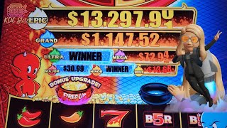 Smokin' Hot Stuff Wicked Wheel Fire & Ice Slot Machine! Ultra Progressive Won!!