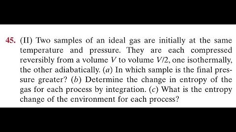 Two samples of an ideal gas are initially at the same temperature and pressure. They are each compre