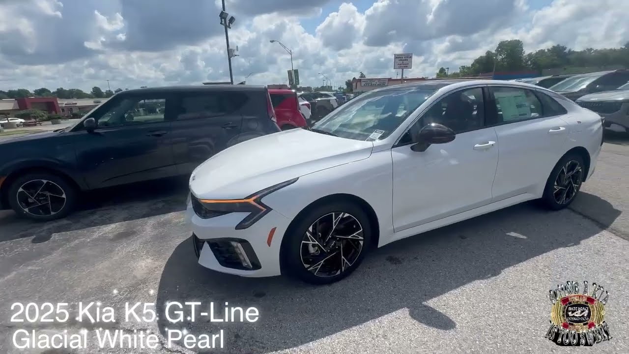 2025 Kia K5 GT Line Glacial White Pearl with black interior
