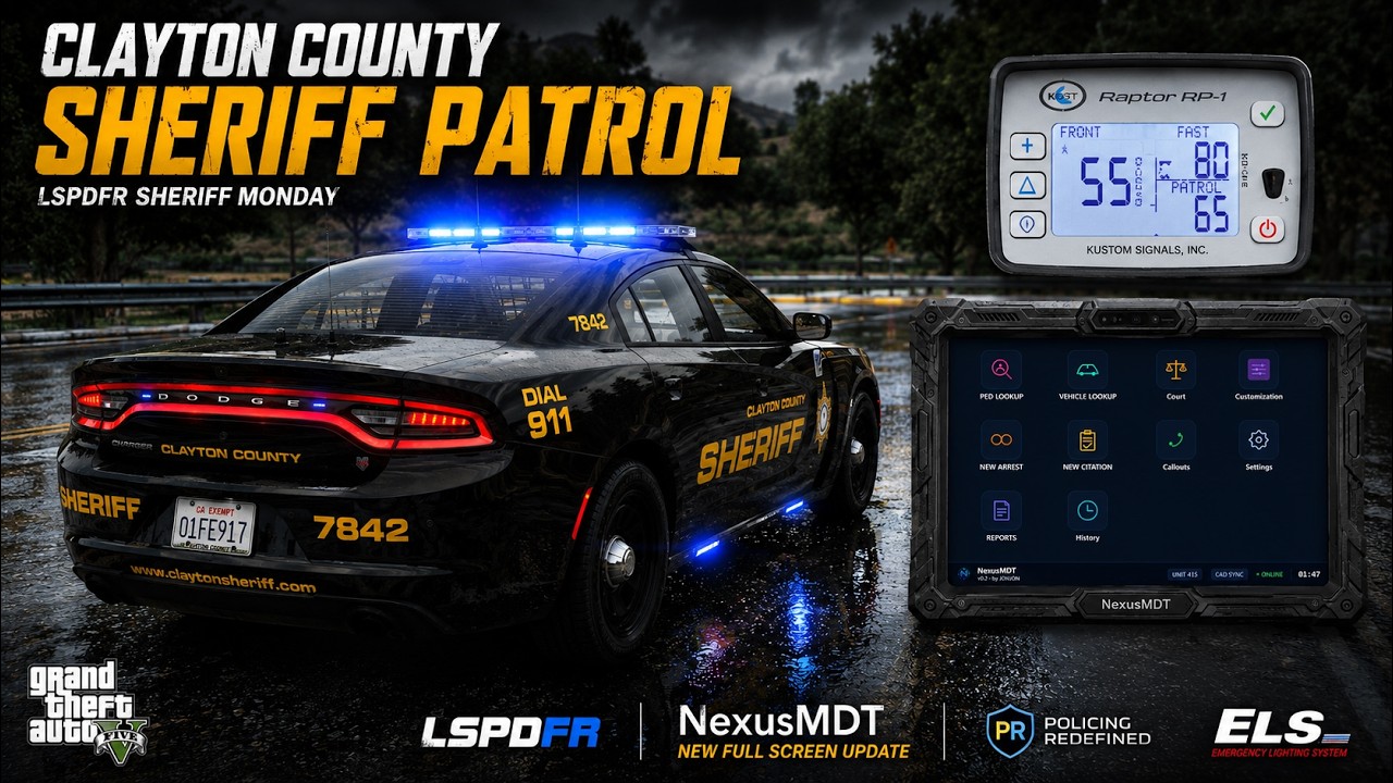 🚔 GTA 5 MODS LSPDFR SHERIFF MONDAY | Clayton County Charger Patrol + NexusMDT Full Screen Update!