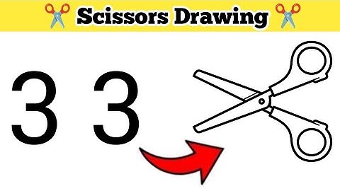 ✂️ How to Draw Scissors From Number 3 || Easy Scissors Drawing For Beginners || Scissors Drawing 