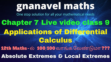 Applications of Differential Calculus/ Live video class 9/12th Maths Chapter 7