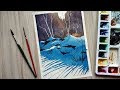 How to Paint A Snowy Winter Landscape | easy watercolor painting for beginners