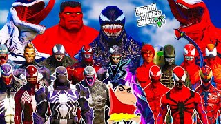 VENOM FAMILY VS CARNAGE FAMILY IN GTA 5 | SHINCHAN SAVED VENOM FROM CARNAGE IN GTA 5 | Mods