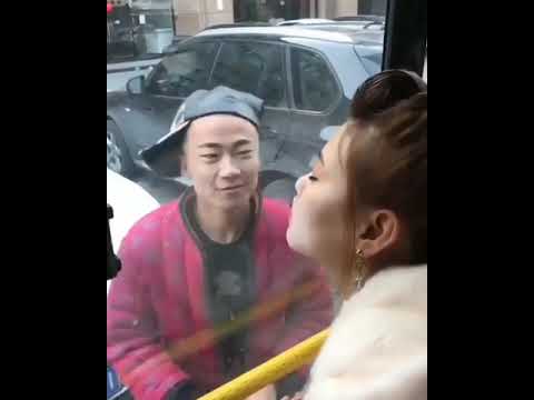 Korean girl kiss in bus with public boys