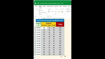 Use Shortcut Key of SUM function to Calculate Total Marks in Excel | #shorts #excel #excelbasic