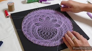 ラベンダーフラワーを表現してみました ♪【糸かけ曼荼羅・宇宙からの贈り物】 Artistic  Thread Mandala　☆Lavender  Flower  Healing ストリングアート