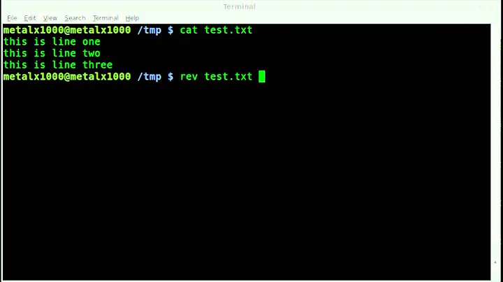 Flip Text Files with rev - Linux - BASH