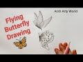 How To Draw Flying Butterfly Step by step Easy | Flying Butterfly Drawing Easy | Butterfly Drawing 🦋