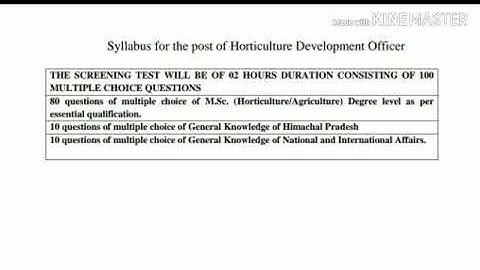 HPPSC Syllabus for the Post of Horticulture Development Officer !