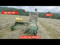 Baling Hay - Day 2, Filling Wagons - John Deere 348 Baler, Massey Ferguson 1105 1st Cut Square Bales