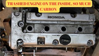 Honda 2.4 k24 engine partial teardown, oil inside cylinder what happened? Honda engine problems