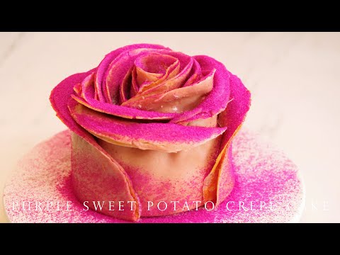    Purple Sweet Potato Rose Crepe Cake