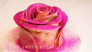 Purple Sweet Potato Rose Crepe Cake