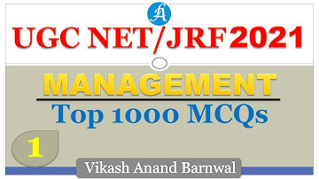 #1 || 1000 Management MCQ for UGC NET/JRF 2021 || By Vikash Anand