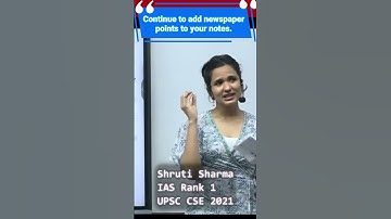 Continue to add newspaper points to your notes | Shruti Sharma | #upsc  #shorts