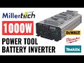 Millertech 1000w triple socket power tool battery inverter  dewalt 20v milwaukee 18v makita 18v