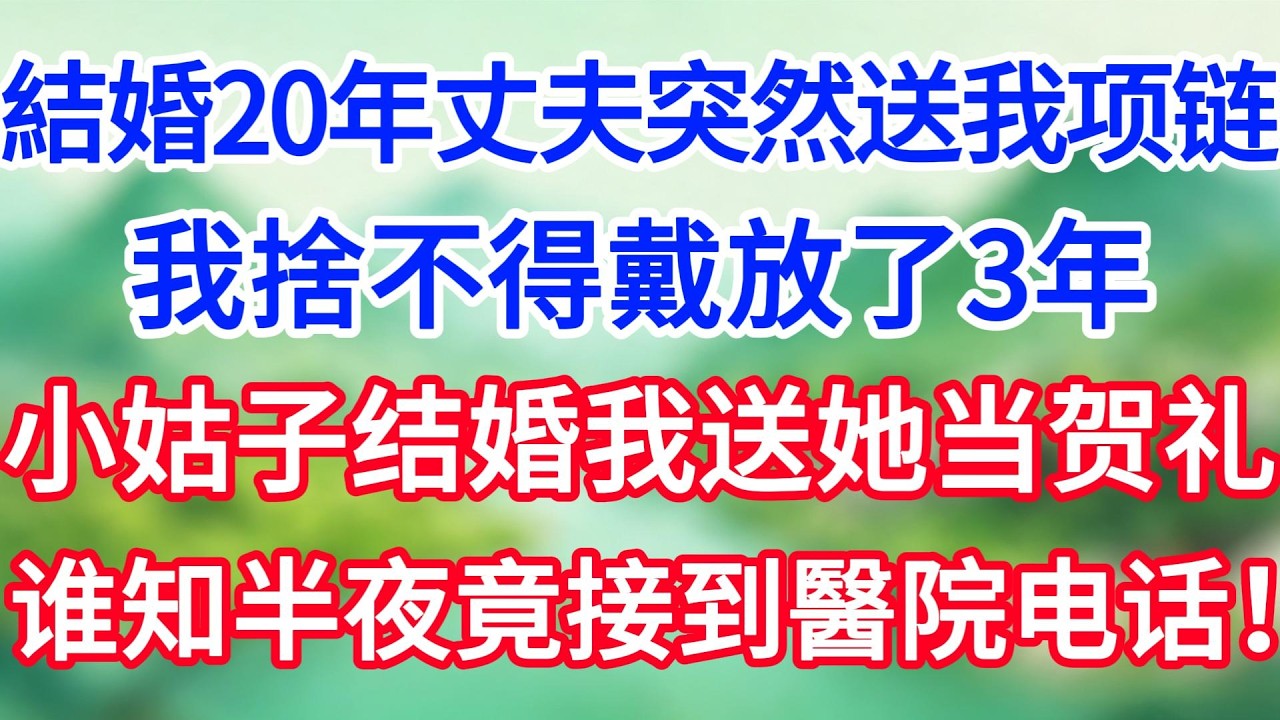 【情感故事】結婚20年丈夫突然送我項鍊，我捨不得戴放了3年。小姑子結婚我送她當賀禮，誰知半夜竟接到醫院電話！#讲故事 #故事   #幸福  #幸福人生 #深夜淺讀 #阿福故事會 縮圖