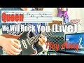 We Will Rock You - Queen Wembley 86 Guitar Play Along (Guitar Tab)