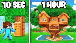 10 Seconds vs 1 Hour TREE HOUSE Build Challenge!
