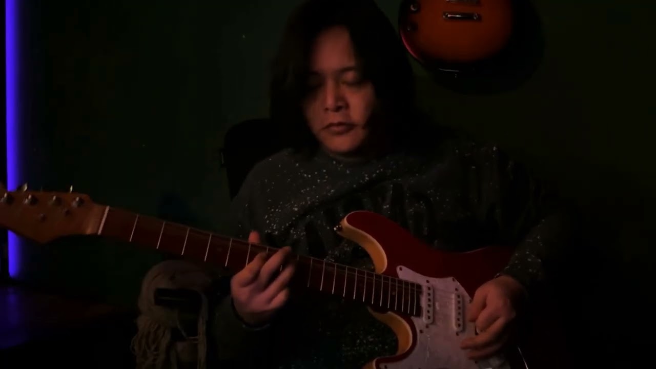 Guitar solo improvisation practice on rock ballad key in D major.