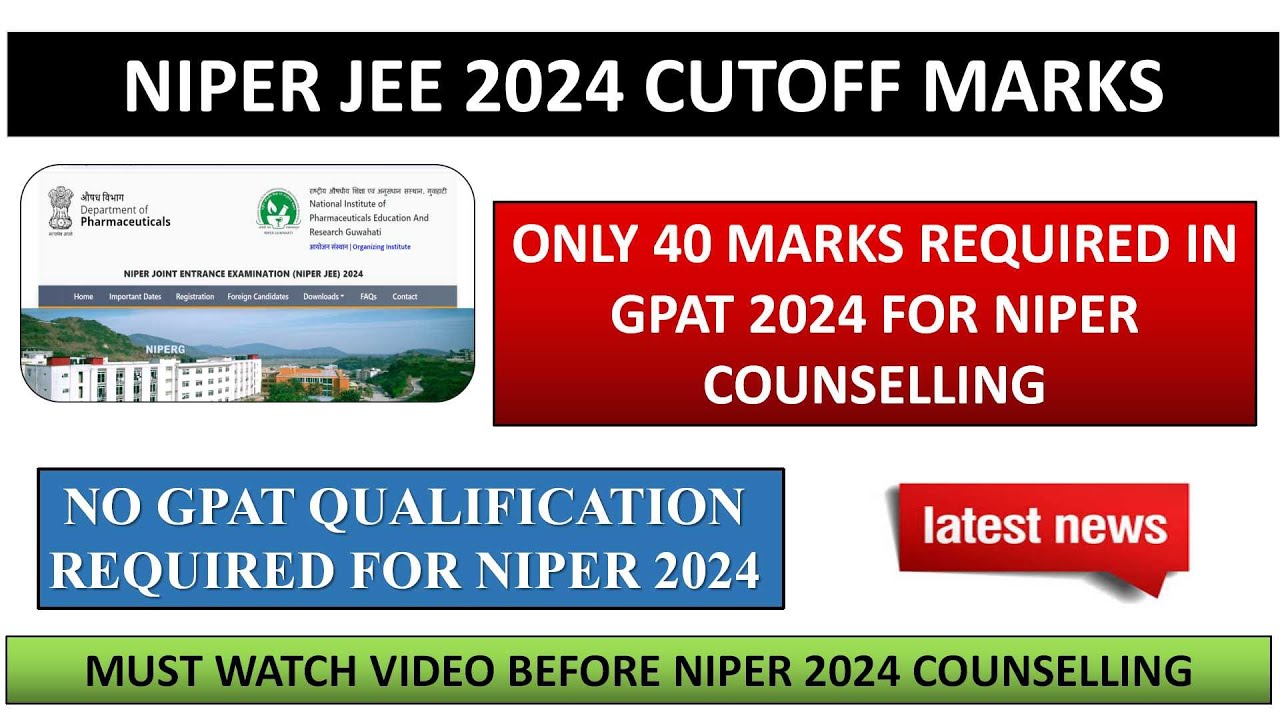 CUTOFF MARKS REQUIRED IN GPAT 2024 FOR NIPER 2024 COUNSELLING | ELIGIBILITY CRITERIA FOR NIPER 2024