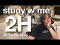 study with me live: 2 hours (real sounds, no music, 50/10 pomodoro technique) 🌷