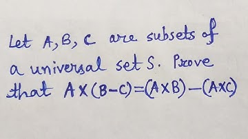 Prove that A×(B-C)=(A×B)-(A×C)where A,B,C are subsets of a universal set S Problems on Set Theory#20