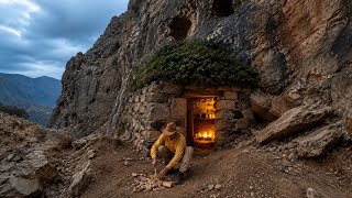 I Built a Stone Shelter Under a Giant Rock to Survive