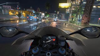 GTA 5 POV 4K - Riding BMW S1000RR Motorcycle In Rain At Night On Nvidia RTX 3080 ti OC screenshot 5
