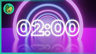 2 Minute Countdown Timer  Neon  with Electronic Dance Music [EDM] (4K UHD)