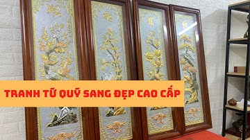 Tranh Đồng Tứ Quý 120x40cm | Tranh Tứ Quý mạ tam khí | Ngọc Anh Tranh Đồng