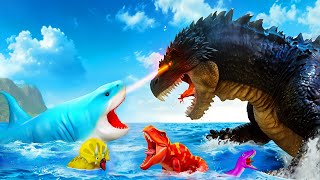 Godzilla vs Big Shark  Clash of Titans | Jurassic World Dinosaurs Rescue Adventure