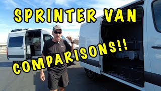 SPRINTER LOW ROOF 4 cyl gas vs SPRINTER 4x4 High Roof 6 cyl Diesel we show you the differences.