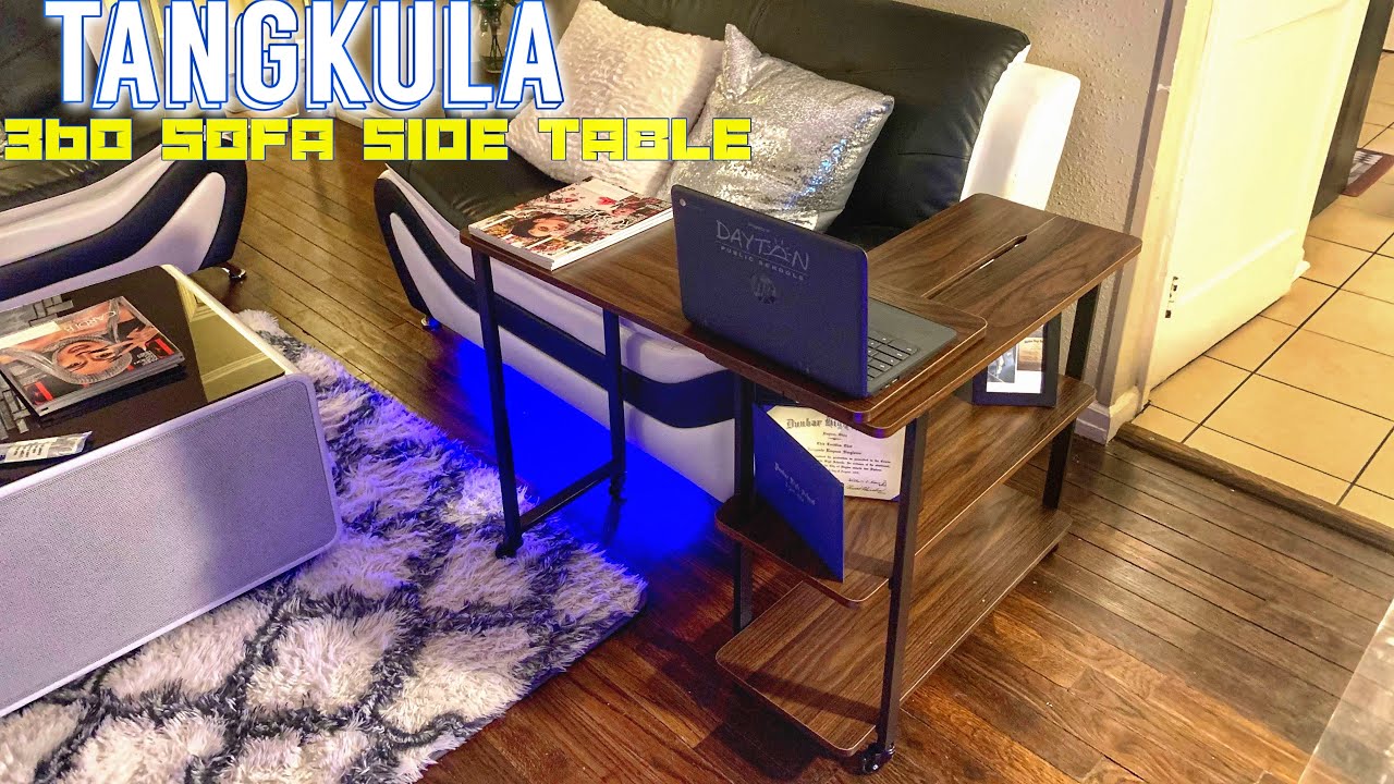 Tangkula 360 Rotating Sofa Side Table   HD 1080p